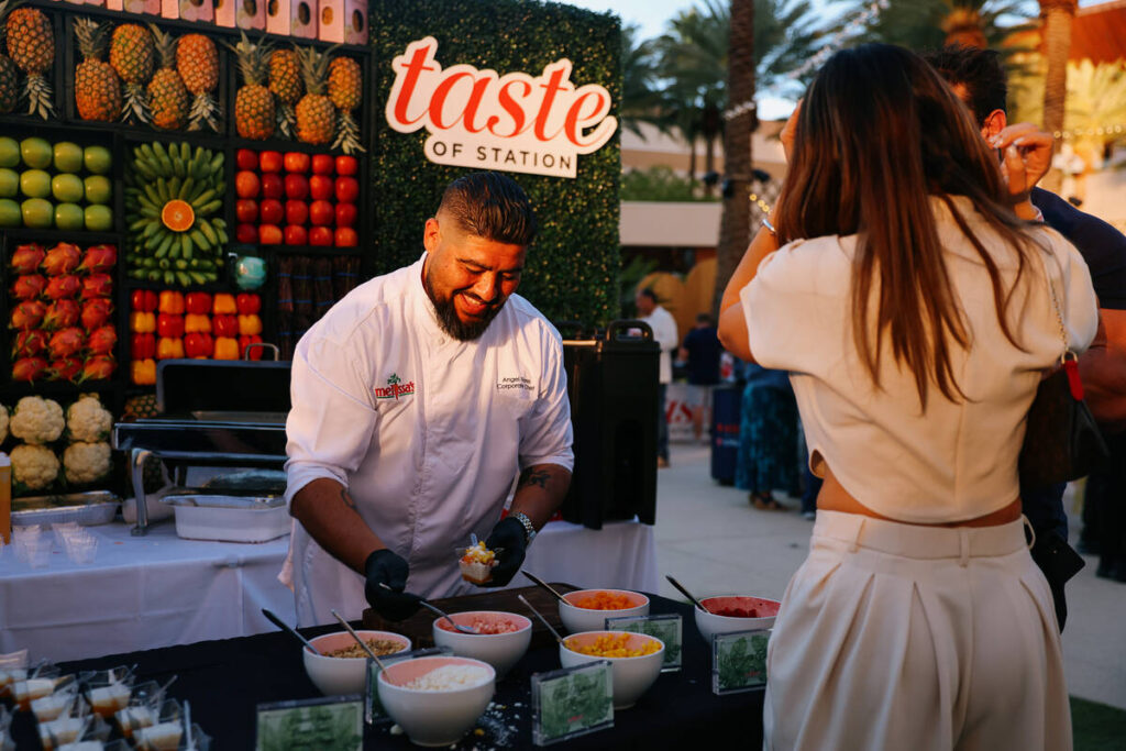 Angel Flores, a corporate chef for Melissa’s, assembles a mango sago cup during the Tast ...