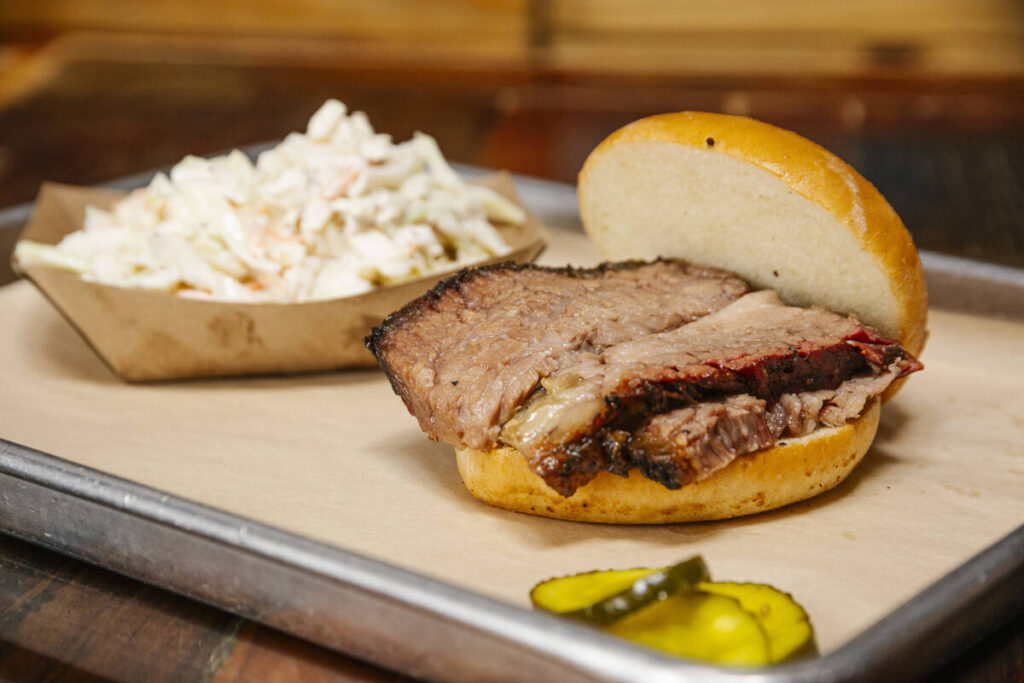 A sliced brisket sandwich from SoulBelly BBQ of downtown Las Vegas. The restaurant is opening a ...