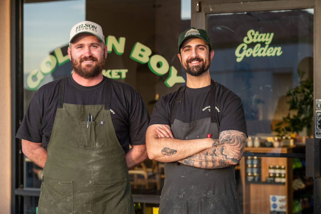 Chefs Scott Arn, left, and Ramtin Yashar of Golden Boy Market & Deli in Henderson in the Las Ve ...