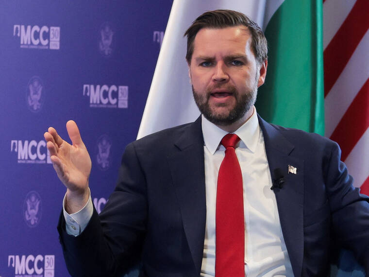 U.S. Vice President JD Vance delivers remarks at Mathias Corvinus Collegium in Budapest, Hungary, April 8, 2026. REUTERS/Jonathan Ernst/Pool