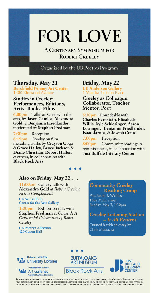 For Love: A Centenary Symposium for Robert Creeley