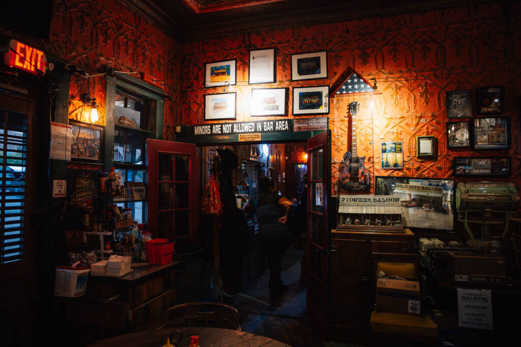 The Pioneer Saloon Friday, April 17, 2026, in Goodsprings. (Madeline Carter/Las Vegas-Review-Jo ...