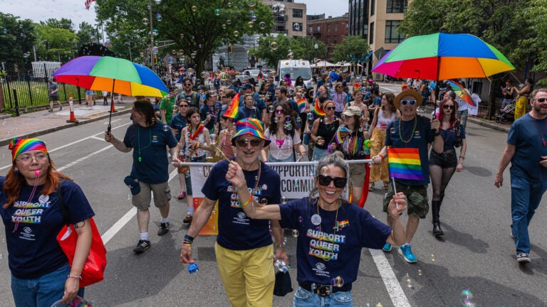 Thousands of people march from Copley Square to the Boston Common as a part of Pride festivities in Boston on June 6. This year’s theme was Pride as Protest.