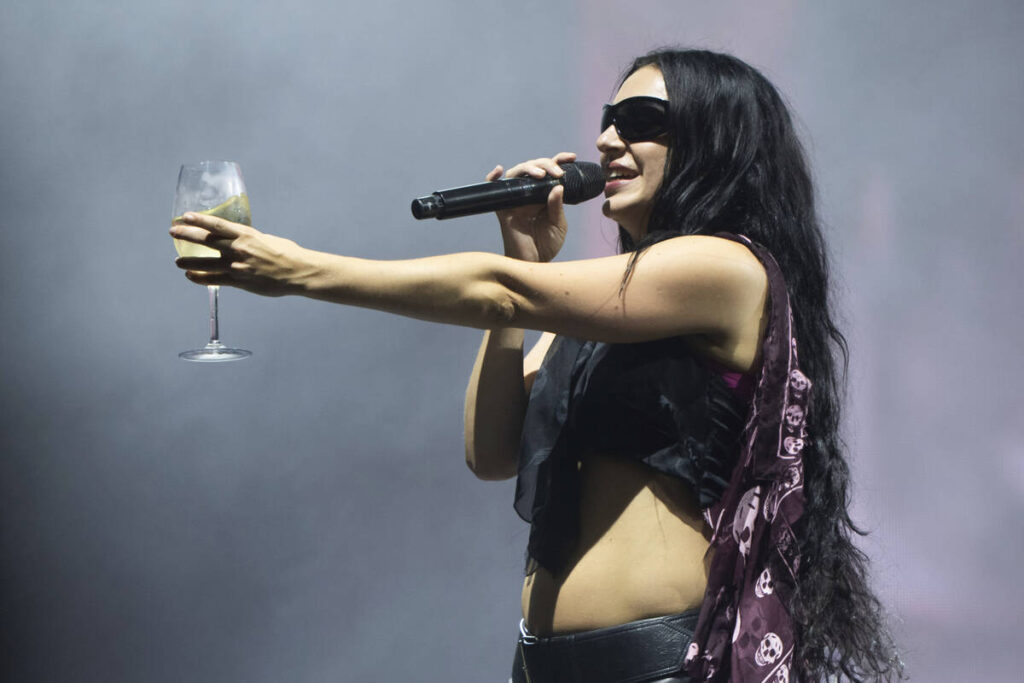 Charli xcx performs during the Glastonbury Festival in Worthy Farm, Somerset, England, Saturday ...