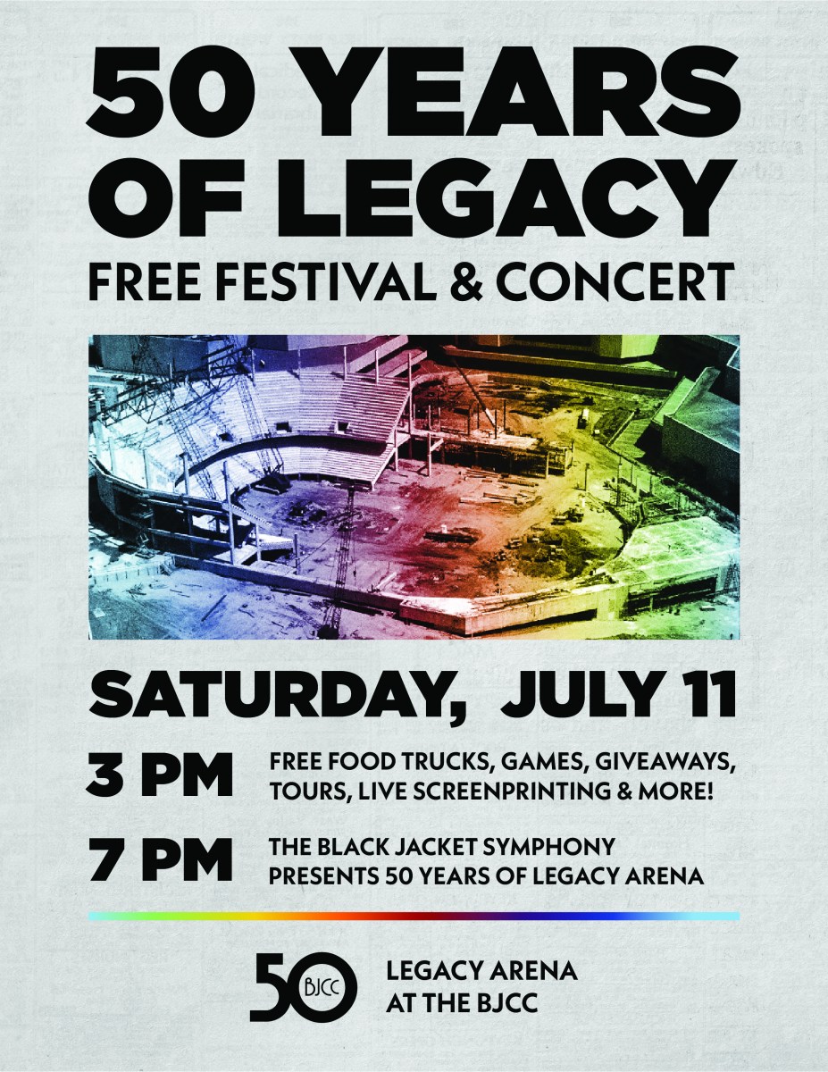 50 Years of Legacy Free Festival & Concert at Legacy Arena at the BJCC — Saturday, July 11, 3 PM festival and 7 PM Black Jacket Symphony concert