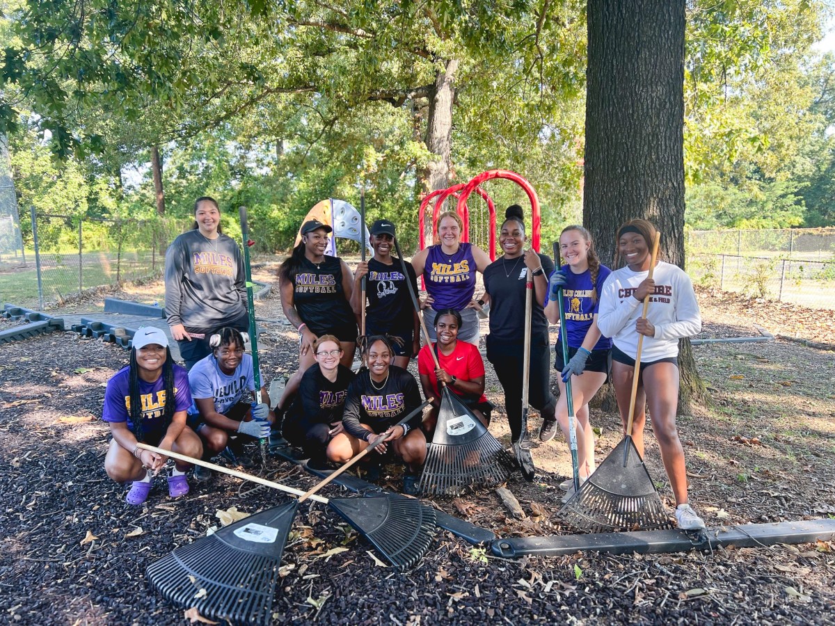 Miles College students at a school beautification project with UWCA back-to-school initiatives
