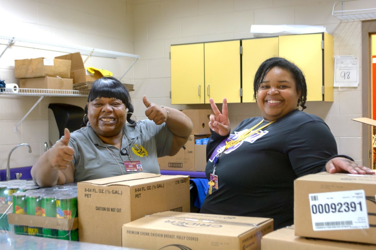 Staff and faculty at Fairfield's school-based food pantry