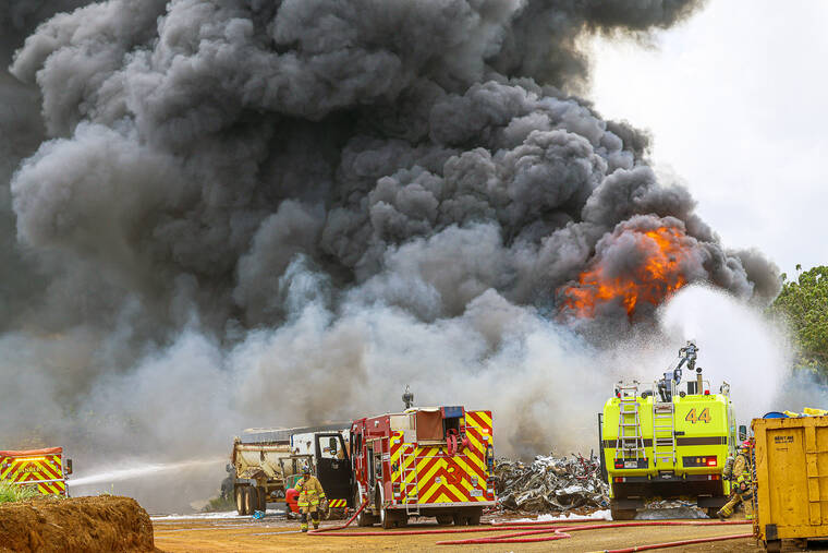 Kauai firefighters extinguish blaze at Lihue scrap yard