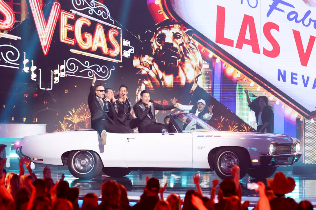 Donnie Wahlberg, Danny Wood, Jonathan Knight and Jordan Knight of New Kids On The Block perform ...