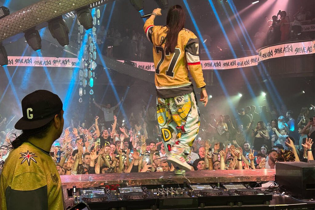 Superstar DJ and Vegas Golden Knights fan Steve Aoki is shown at Omnia at Caesars Palace after ...
