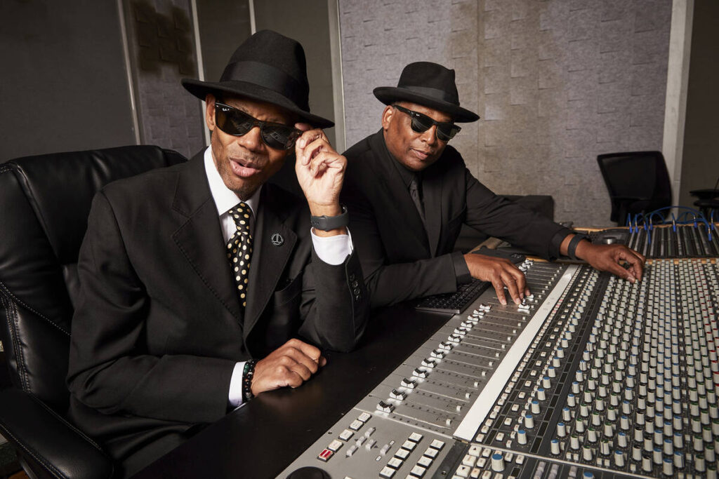 Jimmy Jam, left, and Terry Lewis pose for a portrait in New York on Monday, July 26, 2021. The ...