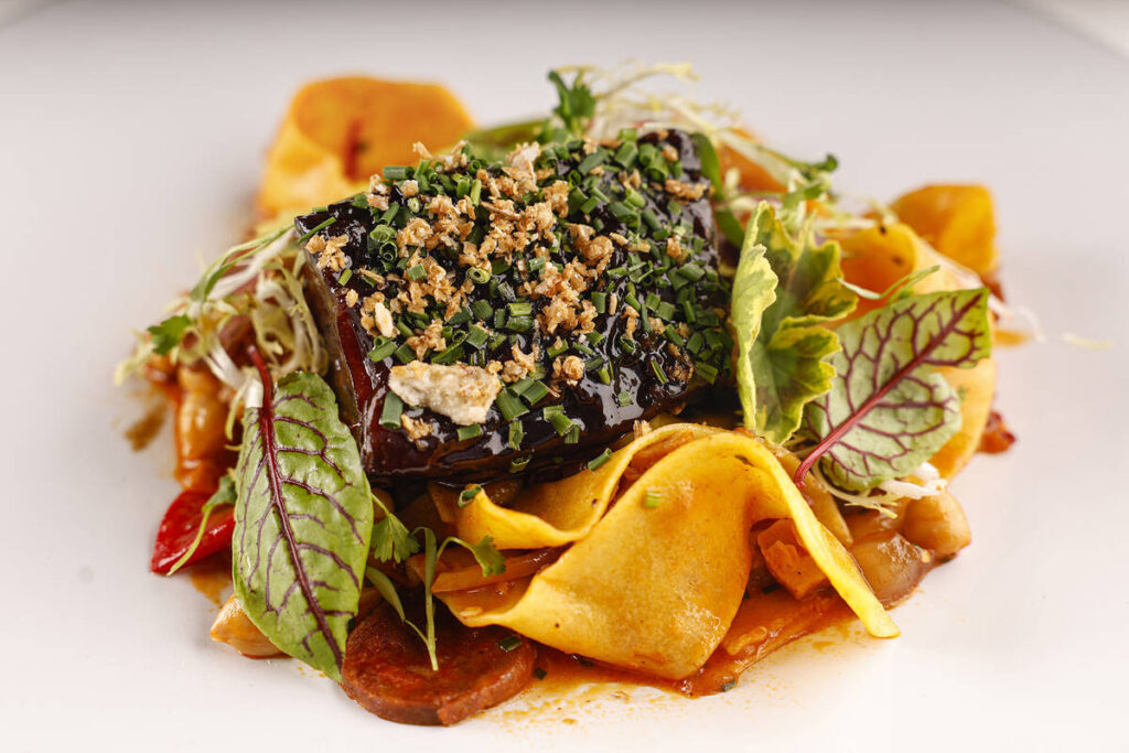 Wagyu short rib, chorizo, chickpea and pappardelle stew-ragù from Scotch 80 Prime (Benjamin Ha ...