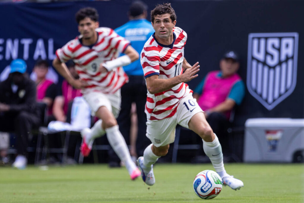 United States forward Christian Pulisic (10) dribbles into the box against Senegal during the f ...