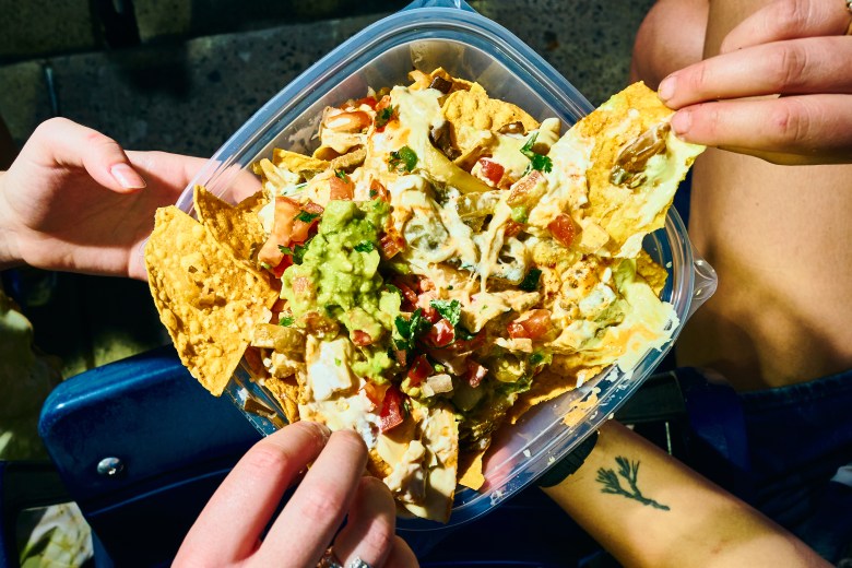 Veggie Ultimate Nachos at the Durham Bulls. Photo by Matt Ramey.