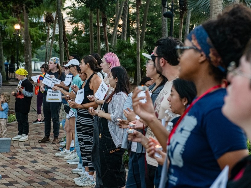 Orlandoans rallied against ICE in downtown Orlando over the weekend