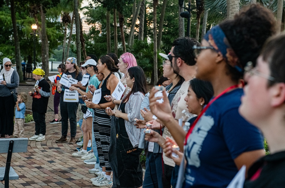 Orlandoans rallied against ICE in downtown Orlando over the weekend
