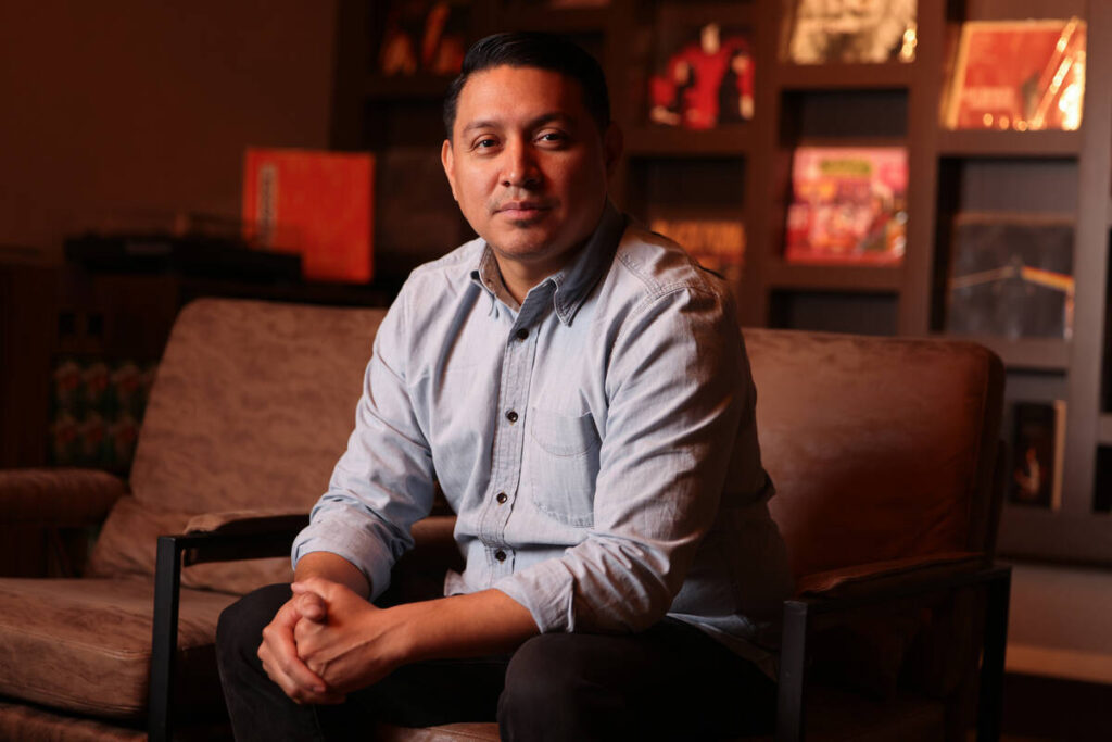 Chef-owner D.J. Flores takes a moment at his Nocturno bar in the Arts District of downtown Las ...