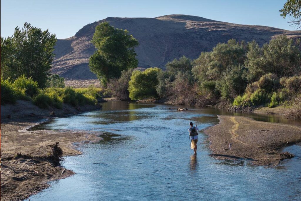 A person fishes in the to-be-named state park east of Dayton, Nevada, along the Carson River. ( ...