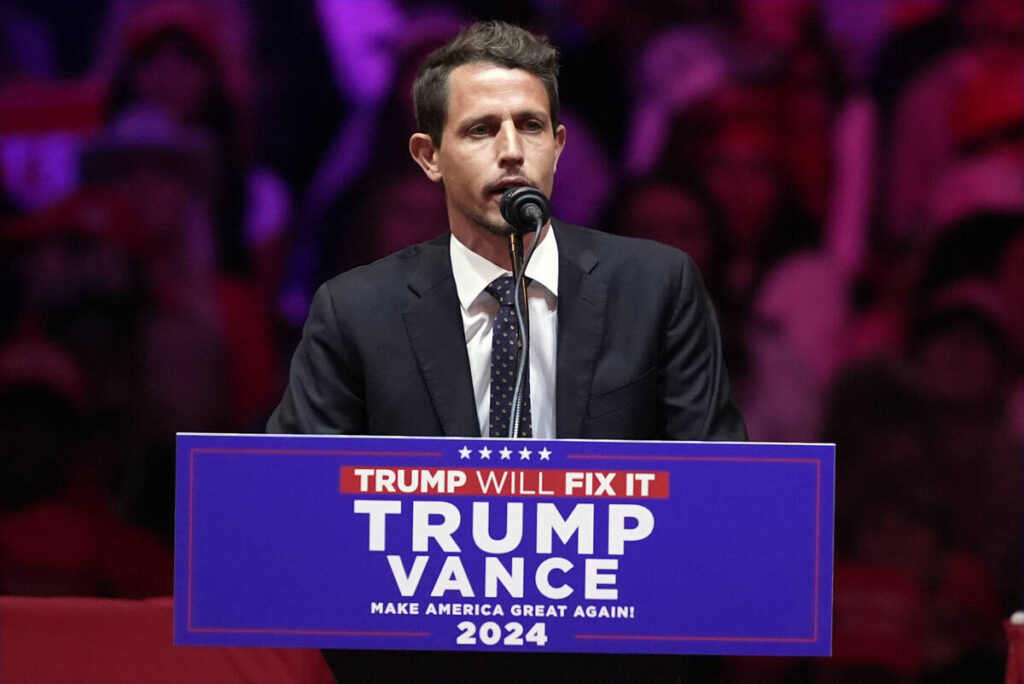 Tony Hinchcliffe speaks at before President Donald Trump during a campaign rally at Madison Squ ...