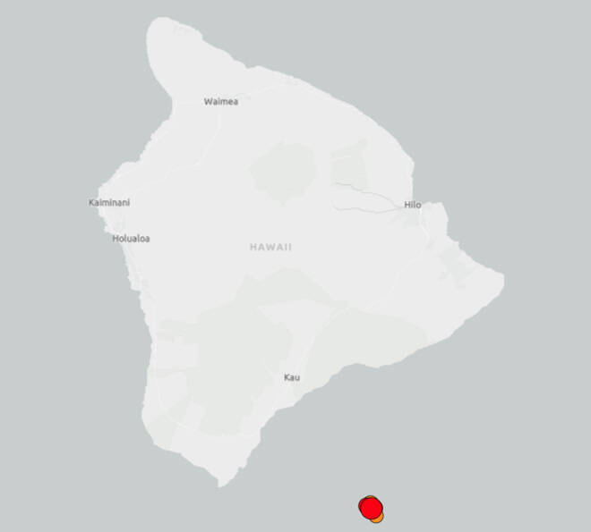COURTESY USGS
                                This U.S. Geological Survey map shows the location of a magnitude 5.2 quake off Hawaii island this evening.