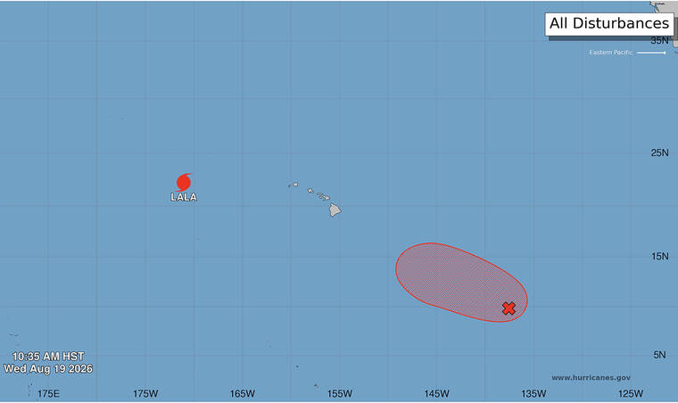 NATIONAL HURRICANE CENTER
                                Emergency officials are tracking the development of a tropical cyclone southeast of the Hawaii island, which is still reeling from the impacts of Hurricane Lala.