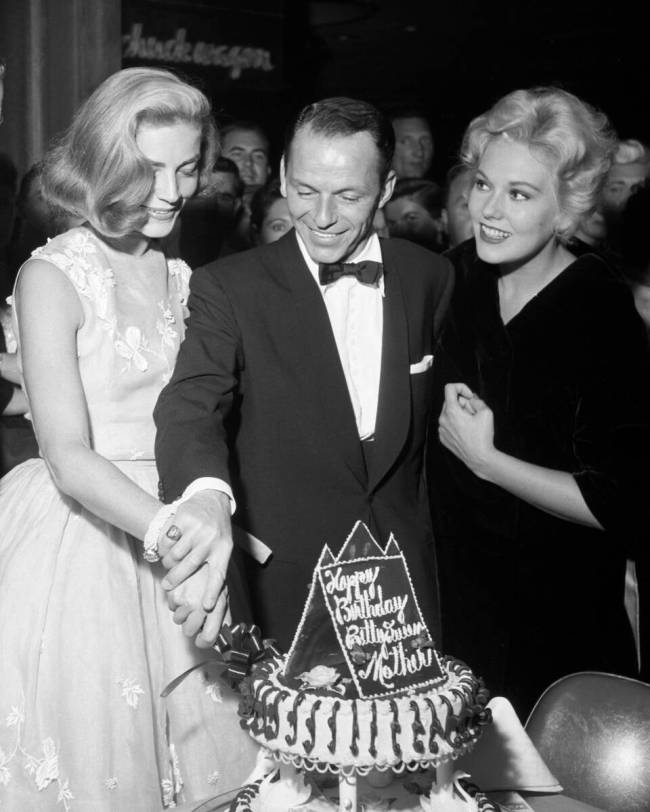 Frank Sinatra, Kim Novak and Lauren Bacall at the Sands Hotel. 9-14-56. (Las Vegas News Bureau)