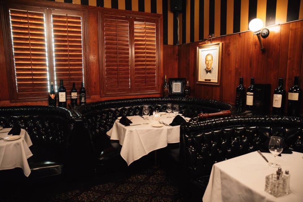 The Frank Sinatra booth at the Golden Steer Steakhouse Thursday, Aug. 20, 2026, in Las Vegas. ( ...