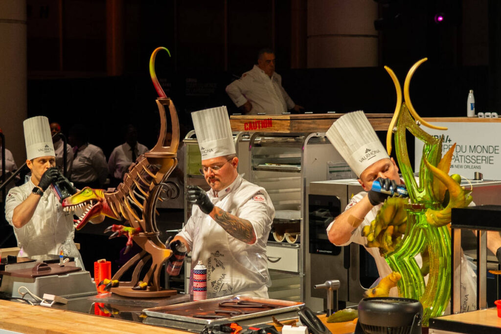 Pastry Team USA consisting of, from left, chef Nicholas Forte of Las Vegas, chef François Behu ...