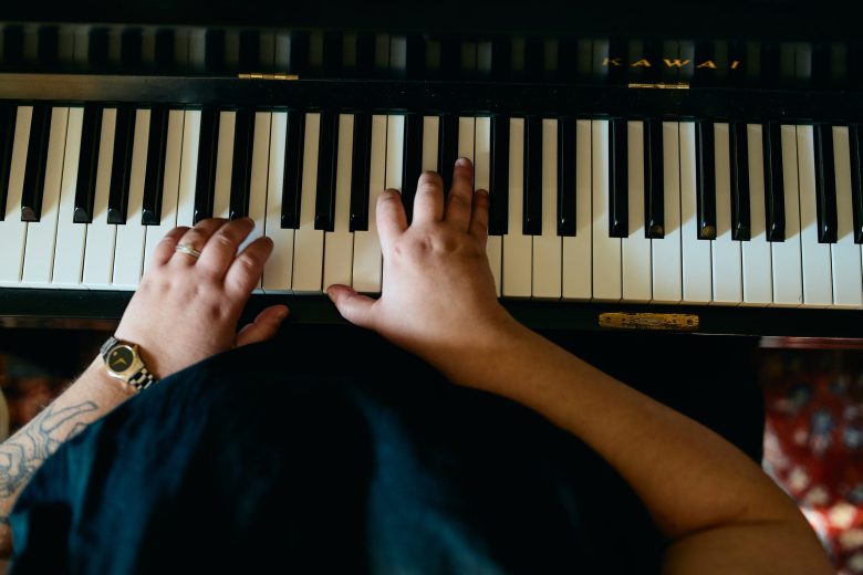 Anne-Claire at the piano. Photo by Matt Ramey.