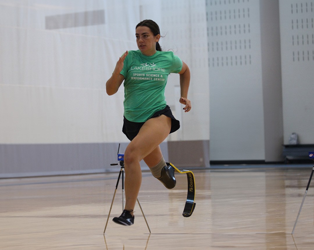 BHAM Coffee Fest: Local vendors, free samples + a good cause at Pepper Place, Sept. 26 6 Runner with a prosthetic blade sprints indoors wearing a Lakeshore Sports Science & Performance Center shirt