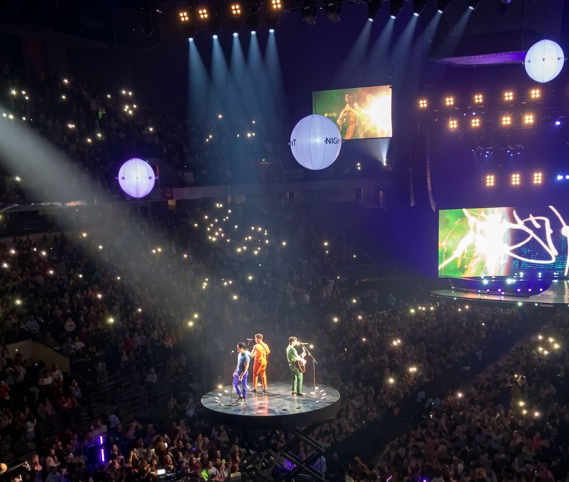 The Jonas Brothers performing live in Birmingham. 