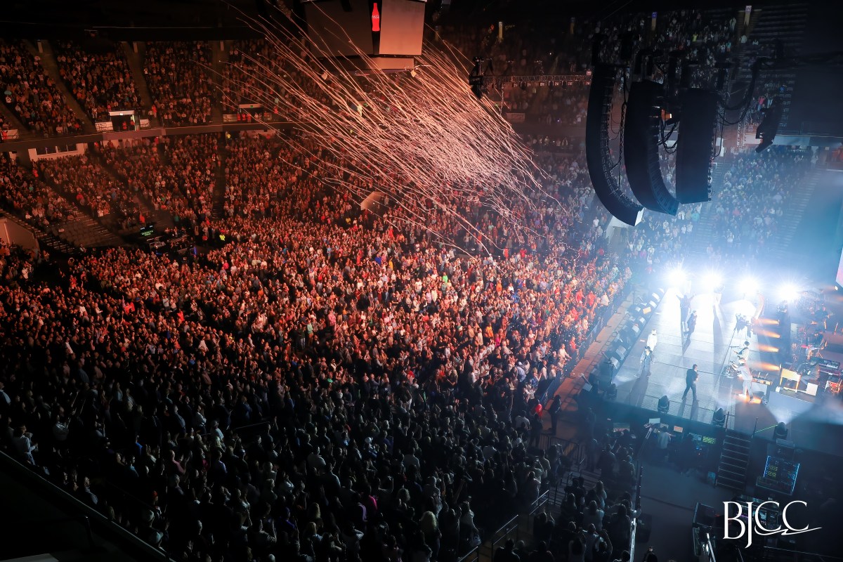 Elevation Worship performing to a packed crowd at The BJCC Legacy Arena