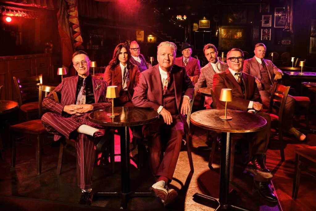 The band Squeeze, shown in a 2025 promotional shot, is focusing on its latest album, "Trixies," ...