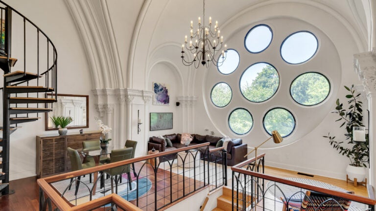 Brookline condo in converted church features full rose window