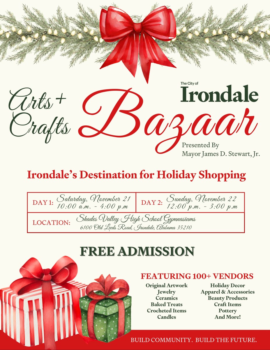 2026 Irondale Arts Crafts Bazaar.PNG 9 free holiday events in Irondale, from Halloween–Christmas 2026